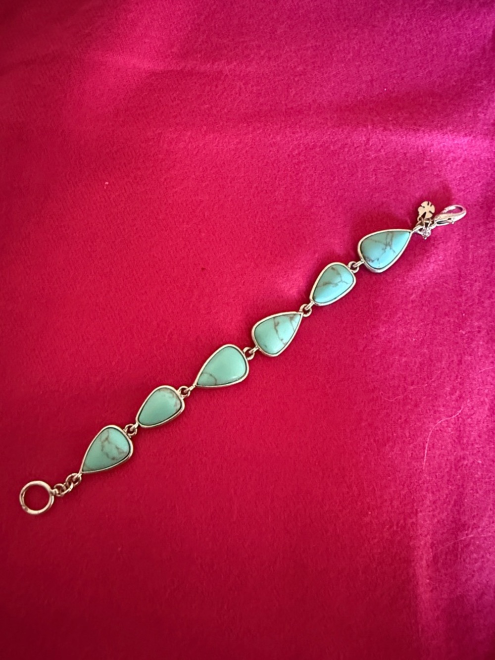 Lucky Brand Turquoise Teardrop Link Bracelet - Women’s Silver Tone